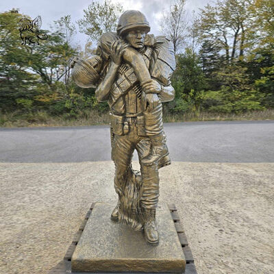 Life-size Bronze Combatant Hero Statue Martyrs Cemetery Memorial Warrior Monument Sculpture Decorative Outdoor