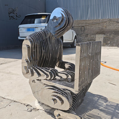 Stainless Steel Sculpture Invisible Working Man Statue Mirror Polished Life Size Modern Art Abstract Custom