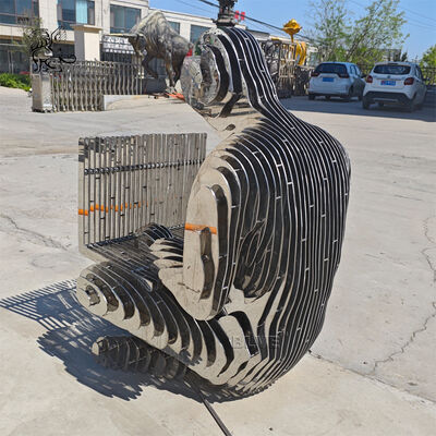 Stainless Steel Sculpture Invisible Working Man Statue Mirror Polished Life Size Modern Art Abstract Custom