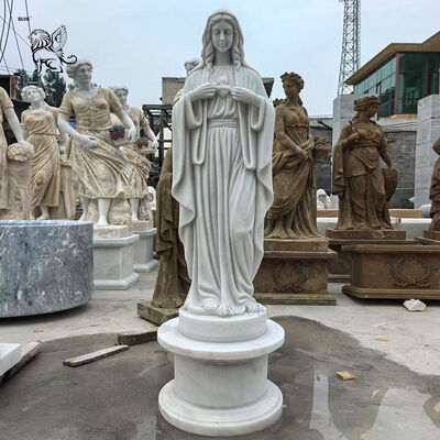 Marble Virgin Mary Statue Life Size Religious Christian Our Lady Sculpture Home Decoration Handcarved Church