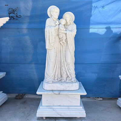 Marble Holy Family Statue Sculpture Life Size Christian Religious Statues Figure Handcarved Church Courtyard Project
