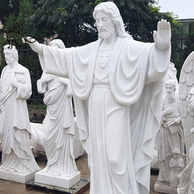 Custom Marble Jesus Statues White Hand Carving Religious Natural Stone