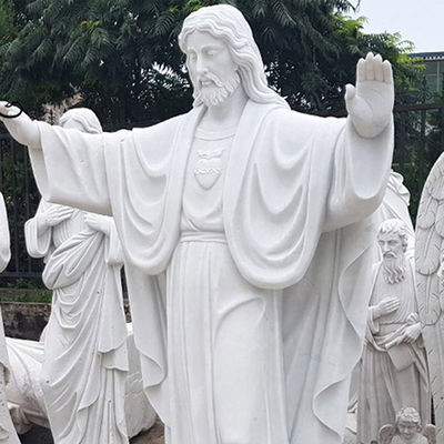 Custom Marble Jesus Statues White Hand Carving Religious Natural Stone