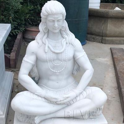 Marble Shiva Statue White Stone Buddha Sculpture Hindu God Home Decor