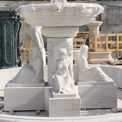 White Marble Water Fountain Nude Lady Statue Figure Stone Garden Large Outdoor Decorative Fountains