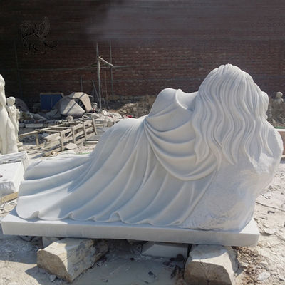 Marble Beauty Lady Sculpture Garden Ornament Hand-Carved White Life Size