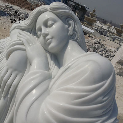 Marble Beauty Lady Sculpture Garden Ornament Hand-Carved White Life Size