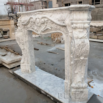Carrara Marble Fireplace Modern Hand Carved Freestanding Fireplaces European Style