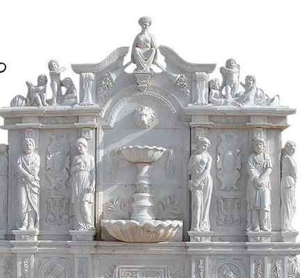Marble Wall Fountains Italian Glorious Lion Head And Figure Relief  Stone Garden Decor