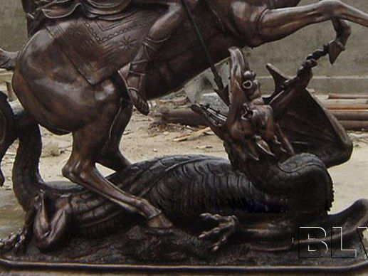 St. George Slaying The Dragon Statue Bronze Metal Craft Life Size Religious Custom
