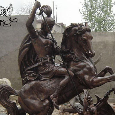 St. George Slaying The Dragon Statue Bronze Metal Craft Life Size Religious Custom