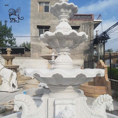 Marble Garden Fountain White Horse Statue Large Outdoor Decoration