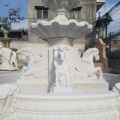 Marble Garden Fountain White Horse Statue Large Outdoor Decoration