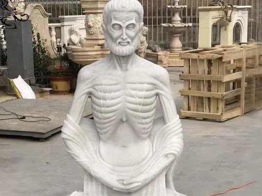 Vintage Marble Fasting Buddha Statue Hindu God Indian Religious Life Size