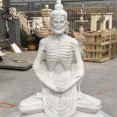 Vintage Marble Fasting Buddha Statue Hindu God Indian Religious Life Size