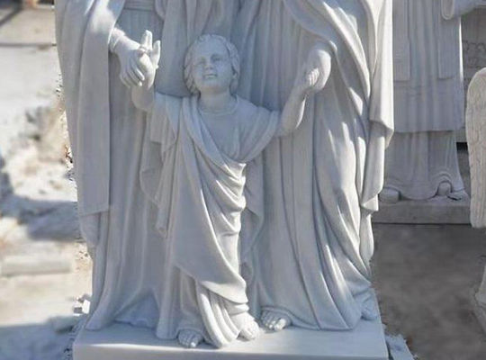 Marble Holy Family Statues Religious Life Size Jesus Stone Hand Carving Church Decor