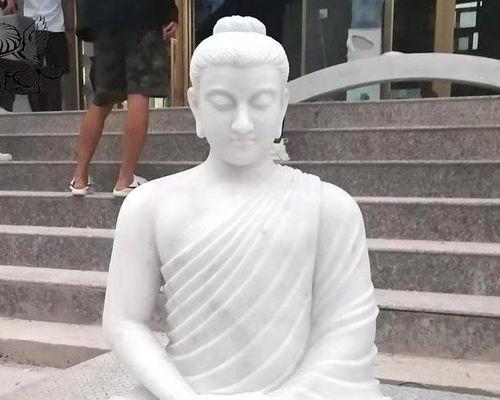 White Marble Sitting Buddha Statue Life Size Natural Stone Garden Sculpture