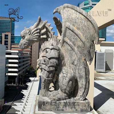 Gothic Gargoyle Dragon Sculpture hand carving Marble Animals Garden Statue