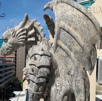 Gothic Gargoyle Dragon Sculpture hand carving Marble Animals Garden Statue