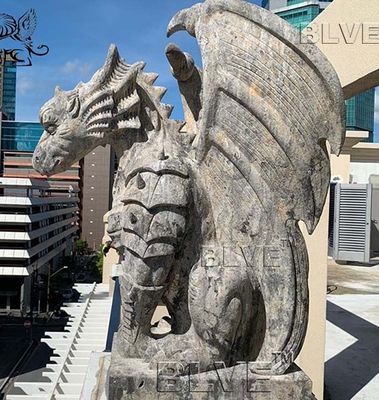 Gothic Gargoyle Dragon Sculpture hand carving Marble Animals Garden Statue