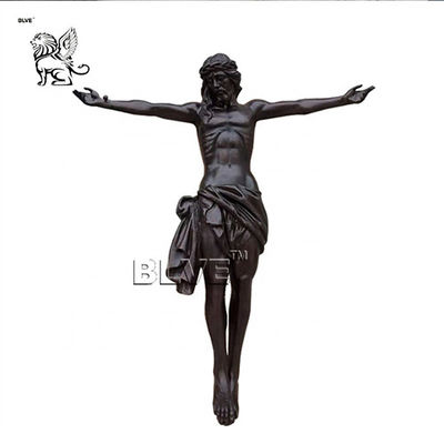 Bronze Cross Jesus Statue Life Size Christ Religious Metal Garden Church Decor