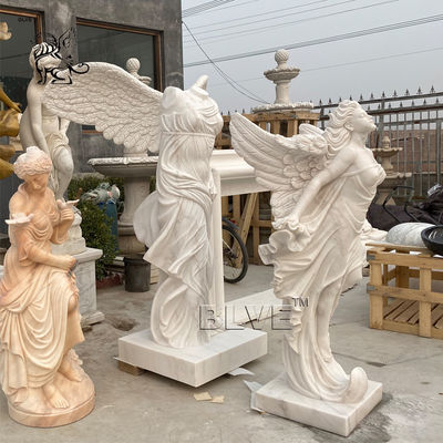 White Marble Angel Statue Natural Stone Life Size Garden Decoration Sculpture