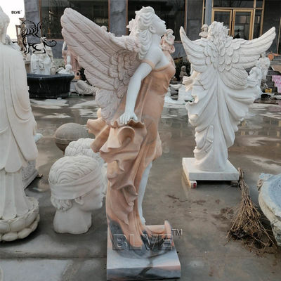 White Marble Angel Statue Natural Stone Life Size Garden Decoration Sculpture