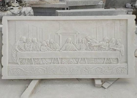 Marble Last Dinner Relief 3D Stone Last Supper Wall Sculpture Religious Decorative