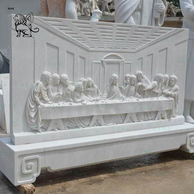 Marble Last Dinner Relief 3D Stone Last Supper Wall Sculpture Religious Decorative
