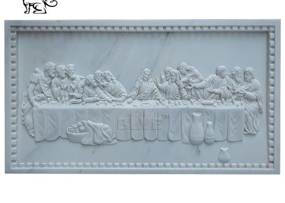 Marble Last Dinner Relief 3D Stone Last Supper Wall Sculpture Religious Decorative