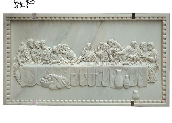 Marble Last Dinner Relief 3D Stone Last Supper Wall Sculpture Religious Decorative