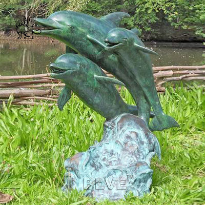 Bronze Dolphins Statue Garden Brass Animal Metal Sculpture Fountain Outdoor Decoration