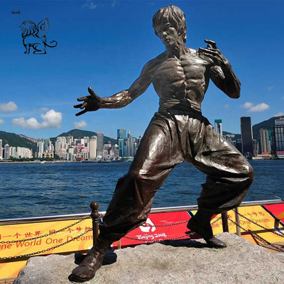 BLVE Bronze Bruce Lee Statue Chinese Kung Fu Superstar Sculpture Famous Outdoor Decoration
