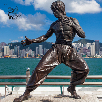 BLVE Bronze Bruce Lee Statue Chinese Kung Fu Superstar Sculpture Famous Outdoor Decoration