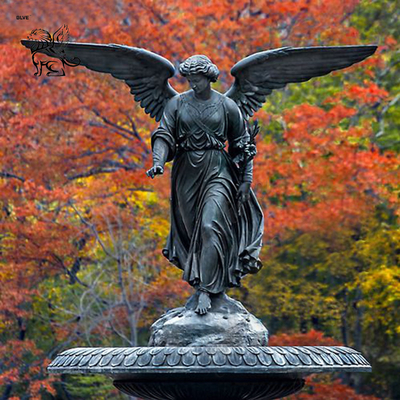 BLVE Bronze Angel Statue Pool Water Fountain Large Outdoor Sculptures Garden Fountains Decorative