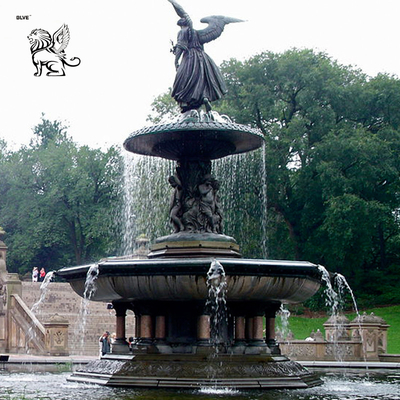 BLVE Bronze Angel Statue Pool Water Fountain Large Outdoor Sculptures Garden Fountains Decorative