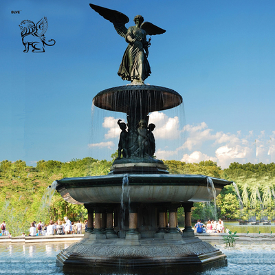 BLVE Bronze Angel Statue Pool Water Fountain Large Outdoor Sculptures Garden Fountains Decorative