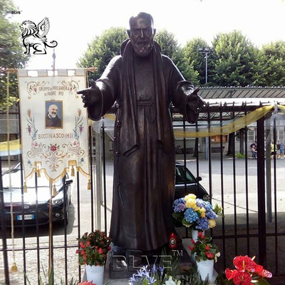 BLVE Saint San Padre Pio Bronze Statue Italy Famous Priest Father Sculpture Life Size Religious Church Antique Outdoor