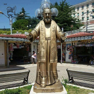 BLVE Saint San Padre Pio Bronze Statue Italy Famous Priest Father Sculpture Life Size Religious Church Antique Outdoor